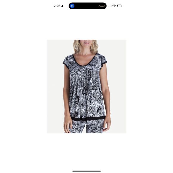 Ellen Tracy Women's Yours to Love Flutter Sleeve Paisley Top Size Large - Picture 1 of 7